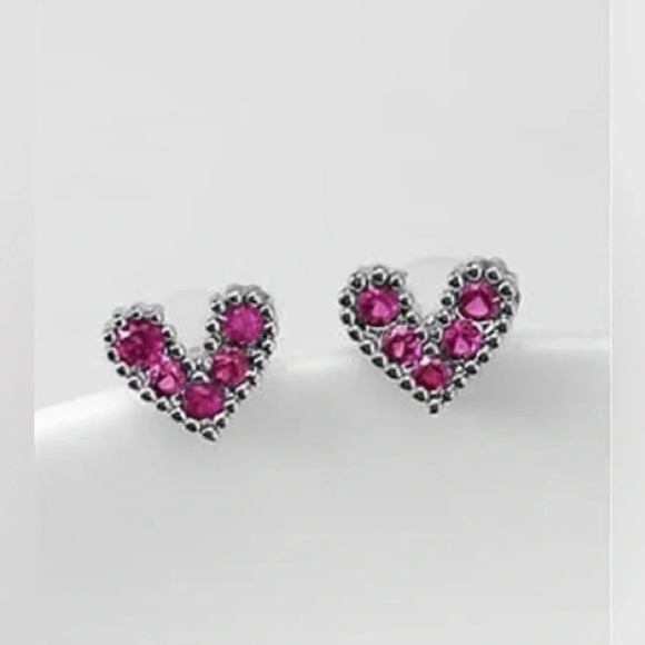 Mini Rhinestone Heart Stainless Steel Stud Earrings - Picture 1 of 3